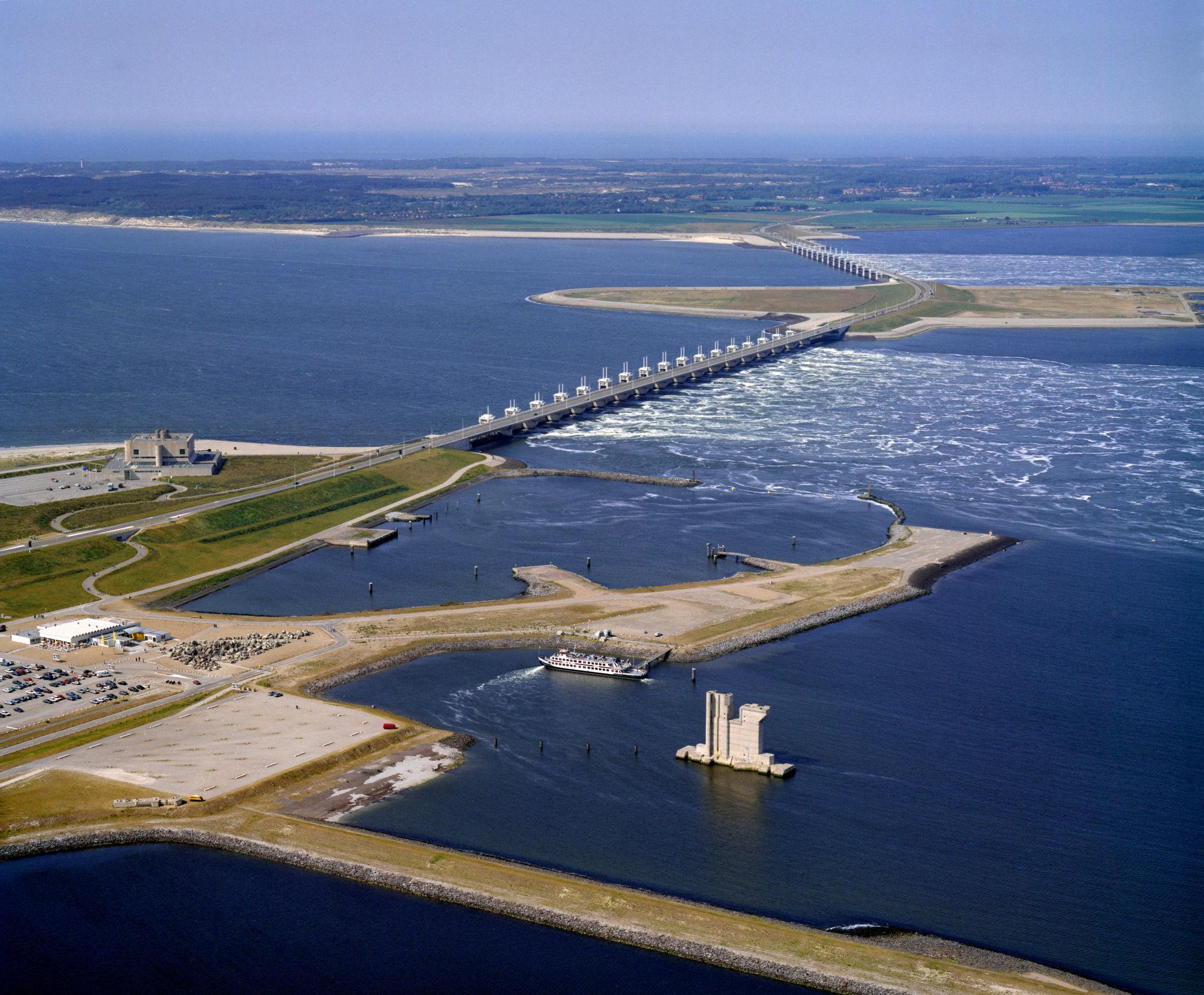 The Dutch Delta Works representing engineered sovereignty, resilience, and control through infrastructure.